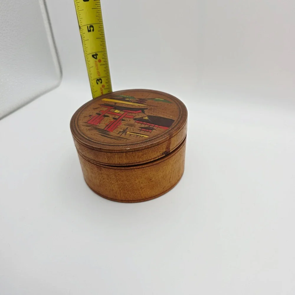 Vintage Japanese Torii Gate Wooden Coaster‎ Set with Storage Box